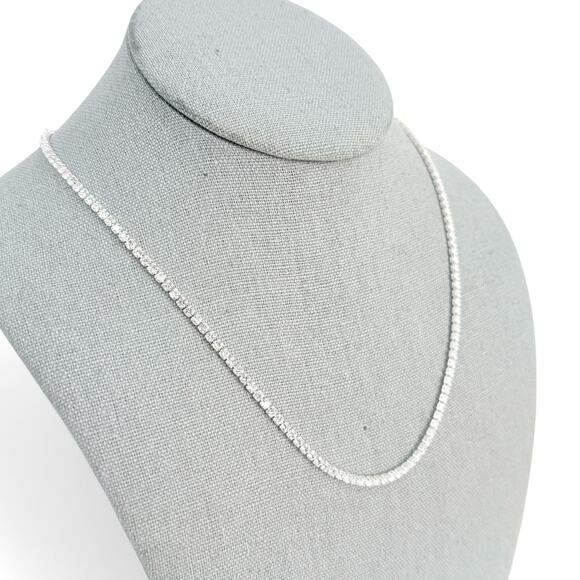 Luv AJ X Alyssa Lynch Tennis Necklace Prong Set CZ Silver Tone 18 inch - Picture 5 of 10